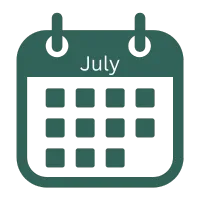 A green Monthly Calendar Icon of July