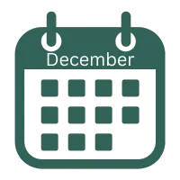 A green Monthly Calendar Icon of December