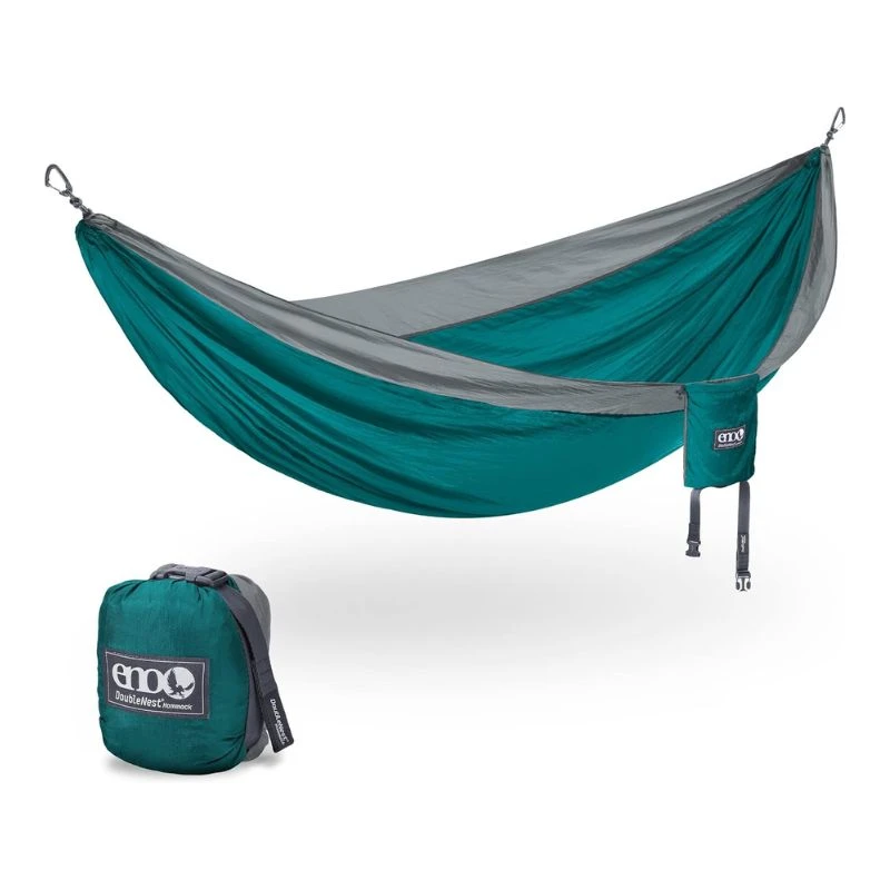 Durable Portable Hammock in teal and gray, designed for relaxation in nature. A perfect gift for Pisces men who seek calm and peaceful outdoor escapes.